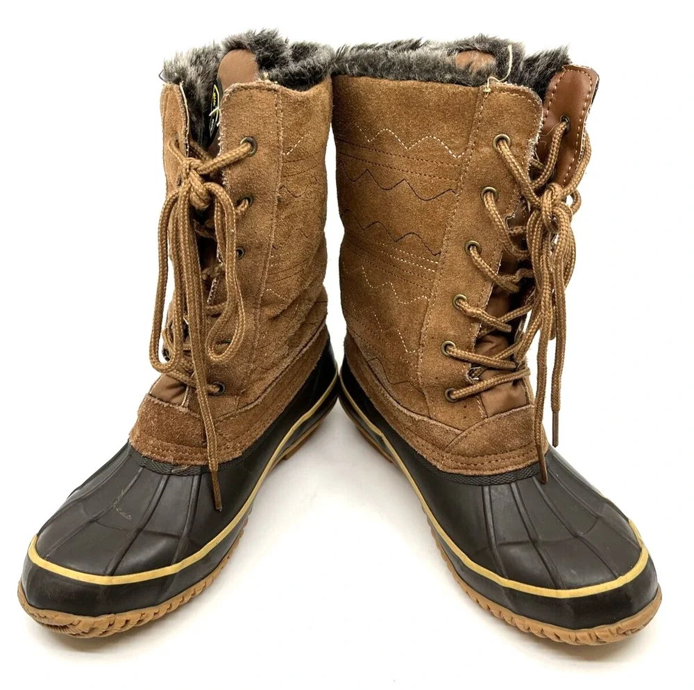 Khombu Women’s Annabel Snow Duck Boots Size 5.5M Brown Waterproof Fleece Lined